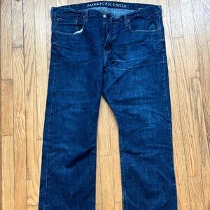 American Eagle Outfitters Men's Dark Blue Straight Jeans